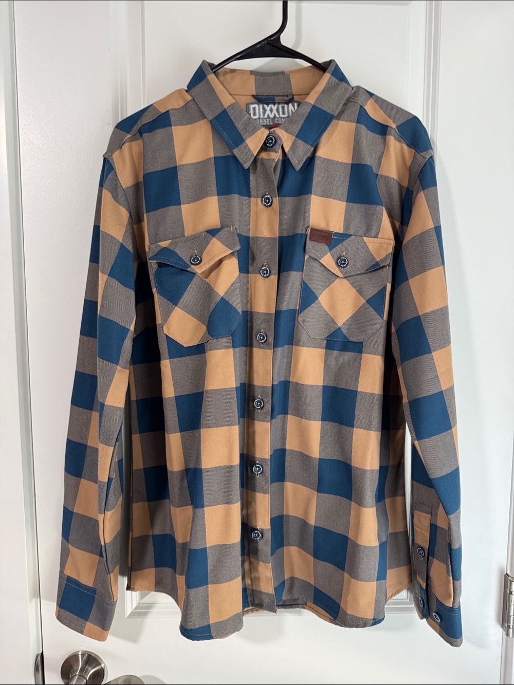 DIXXON Blue, Tan, and Gray Plaid Men's Button-Up Shirt